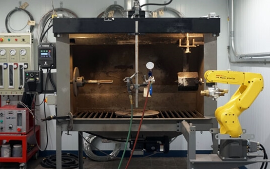Thermal spray handling equipment, Right Move Robotic spray booth by Plasma Powders & Systems Inc.